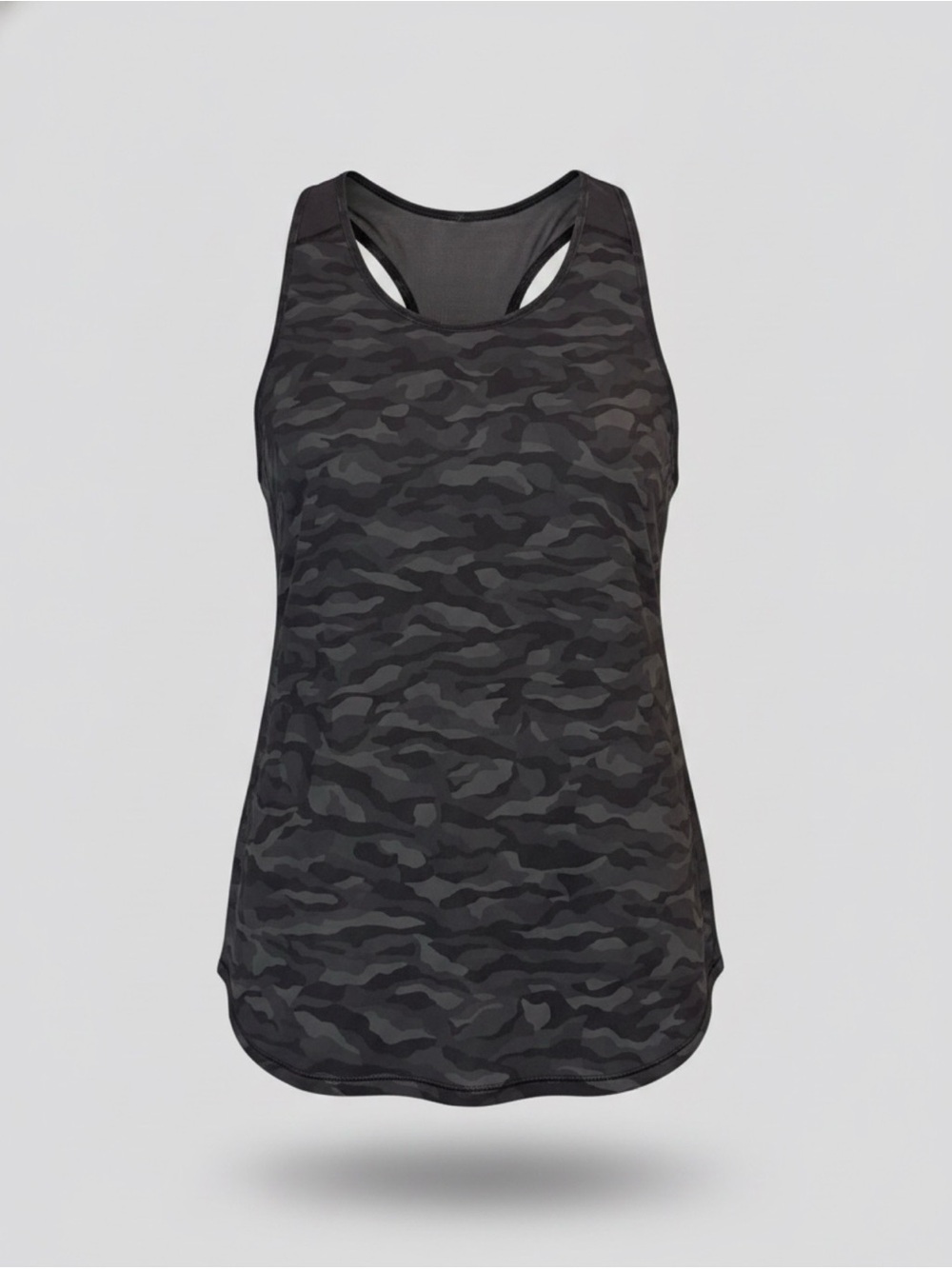 Lululemon Size 8 Black Gray Camo Racerback Mesh Workout Tank